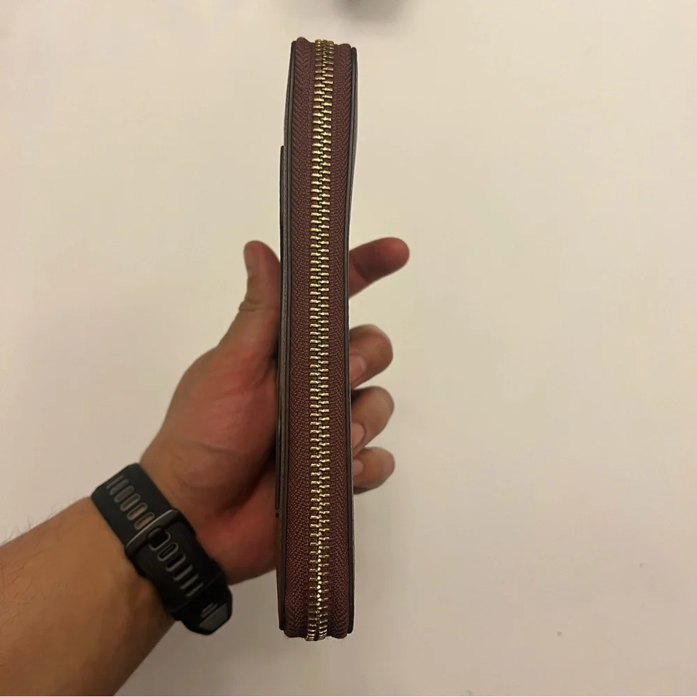 Coach Long Zip Wallet, Brown/gold‎ Accent